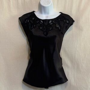 G-12 Escapades Black Lace & Beaded Detail Sleeveless Pullover Blouse Size L‎